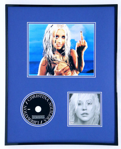 Christina Aguilera Framed 16x20 Liberation CD & Middle Finger Photo Display