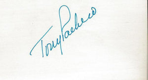 Tony Pacheco Signed 3x5 Index Card Indians