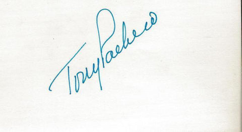 Tony Pacheco Signed 3x5 Index Card Indians