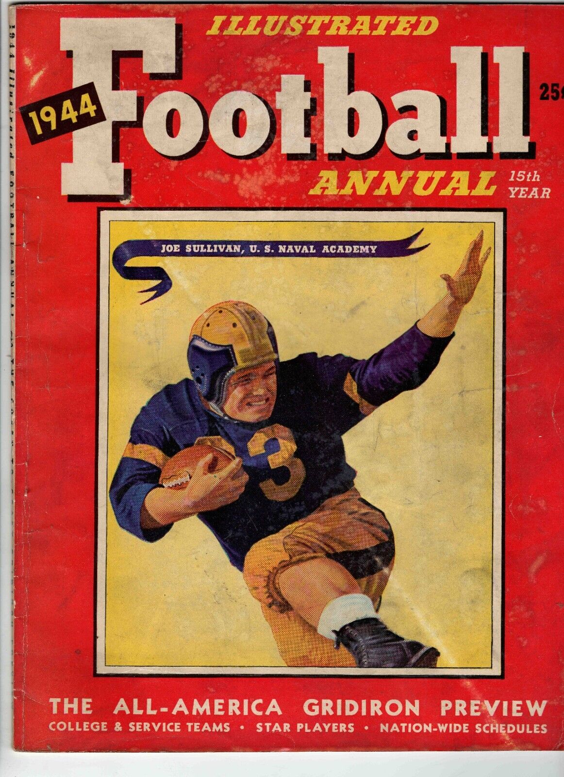 VINTAGE 1944 Illustrated Football Annual Magazine Joe Sullivan Navy