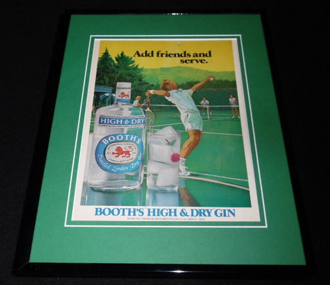 1975 Booth's High Dry Gin / Tennis 11x14 Framed ORIGINAL Advertisement 