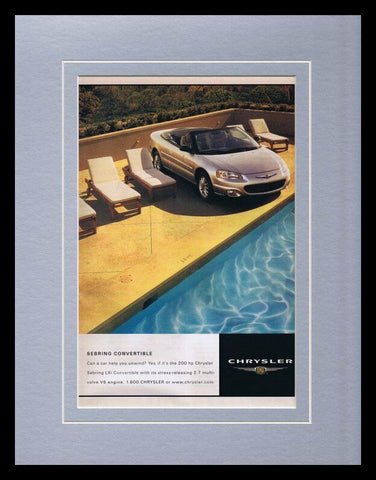 2001 Chrysler Sebring Convertible Framed 11x14 ORIGINAL Vintage Advertisement