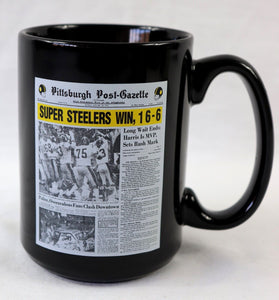 Pittsburgh Post Gazette Steelers Super Bowl IX Coffee Mug