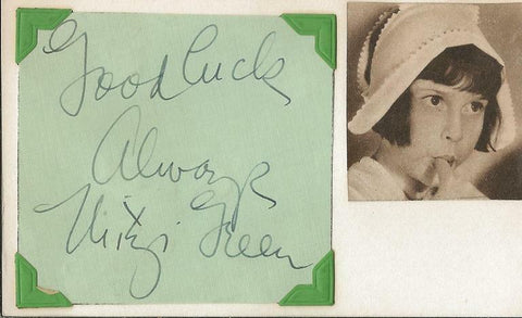 Mitzi Green Signed Vintage 3x5 Index Card JSA Tom Sawyer