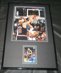 Carlos Boozer Signed Framed RC & Photo 11x17 JSA Bulls