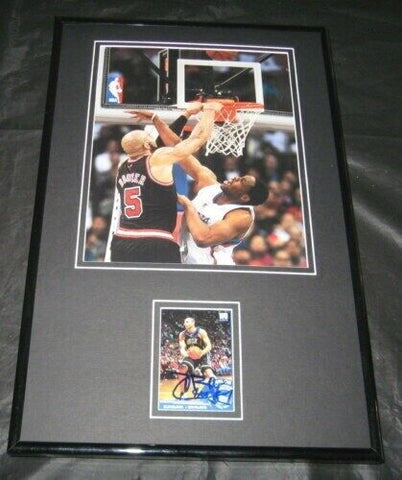 Carlos Boozer Signed Framed RC & Photo 11x17 JSA Bulls