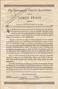 James Pease Signed Vintage Concert Program JSA