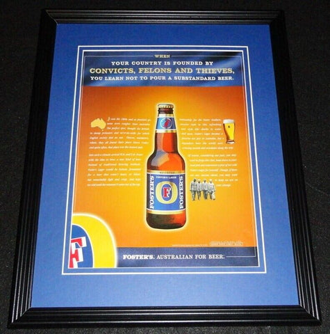 2001 Foster's Australian for Beer Framed 11x14 ORIGINAL Advertisement 