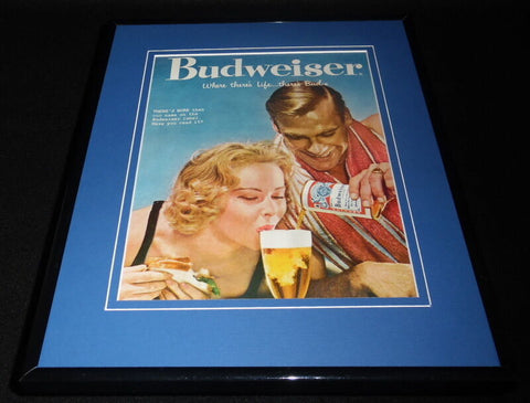 1958 Budweiser Beer 11x14 Framed ORIGINAL Vintage Advertisement