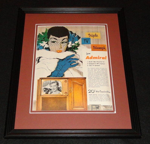 1951 Admiral Television Framed 11x14 ORIGINAL Vintage Advertisement