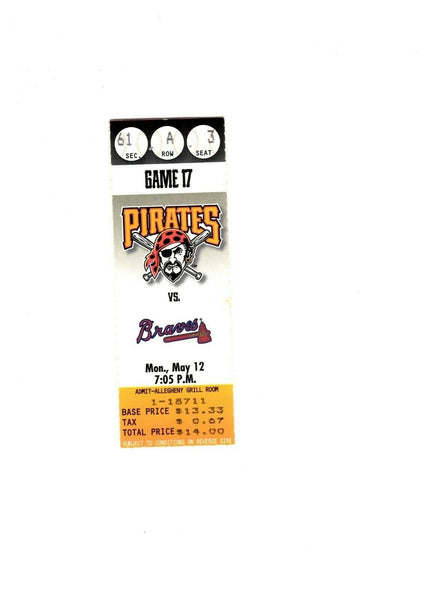 May 12 1997 Atlanta Braves @ Pittsburgh Pirates Ticket Greg Maddux Win 169 