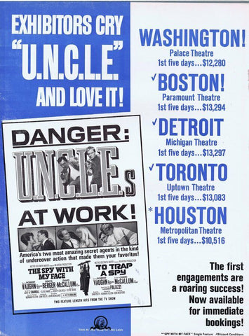 The Man From UNCLE Movies 1966 ORIGINAL Vintage 9x12 Industry Ad  