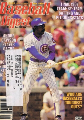 ORIGINAL Vintage Jan 1988 Baseball Digest Magazine Andre Dawson