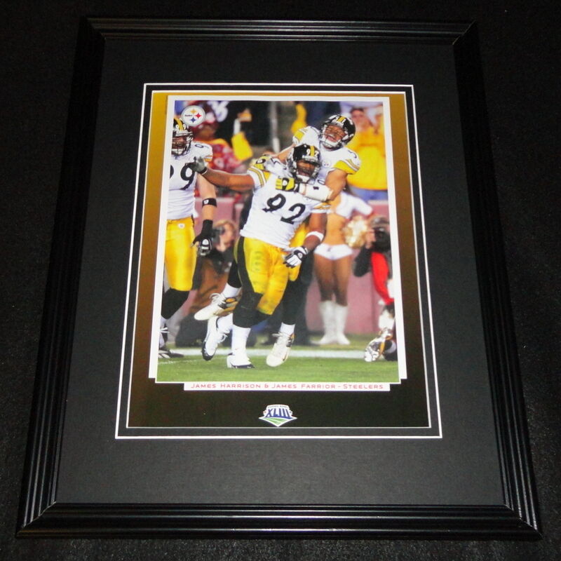 James Harrison & Farrior Super Bowl XLIII Framed 11x14 Photo Display Steelers