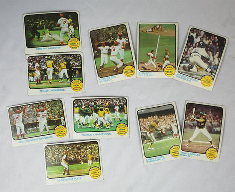 Original VINTAGE 1973 Topps 1972 World Series Baseball Cards A's Reds + Bonus