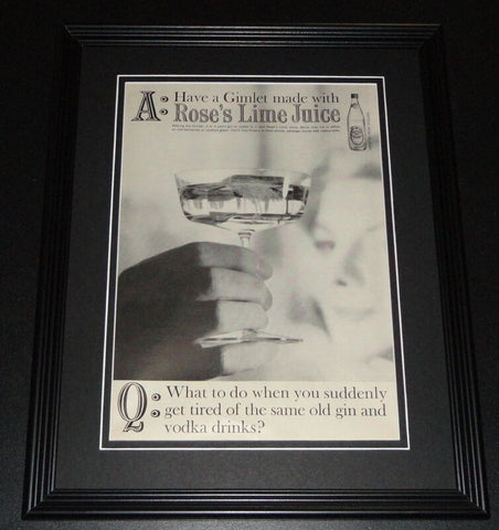 1959 Rose's Lime Juice 11x14 Framed ORIGINAL Vintage Advertisement Poster B