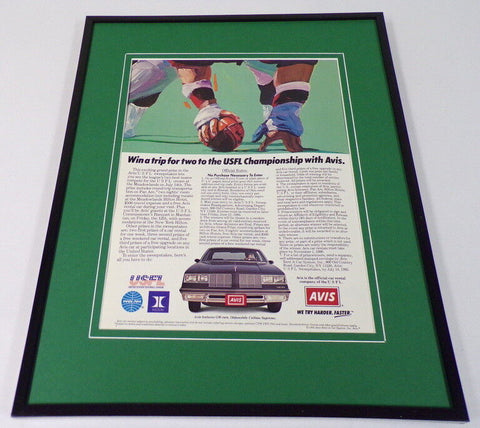 1985 Avis / Pan Am Airlines / Hilton / USFL 11x14 Framed ORIGINAL Advertisement 