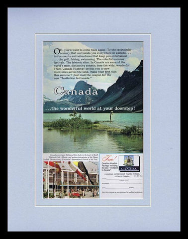 1960s Canada Travel Tourism Framed 11x14 ORIGINAL Vintage Advertisement 