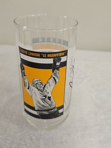 VINTAGE 1998 Eat n Park Mario Lemieux Glass Penguins 600th Goal Facsimile Signed