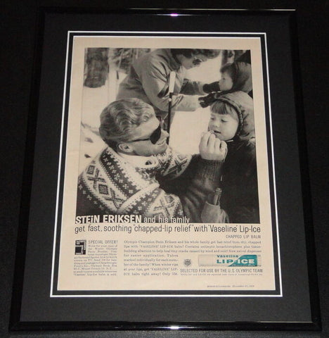 1959 Stein Eriksen Vaseline 11x14 Framed ORIGINAL Vintage Advertisement