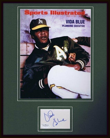 Vida Blue A's Signed Framed 11x14 Photo Display JSA