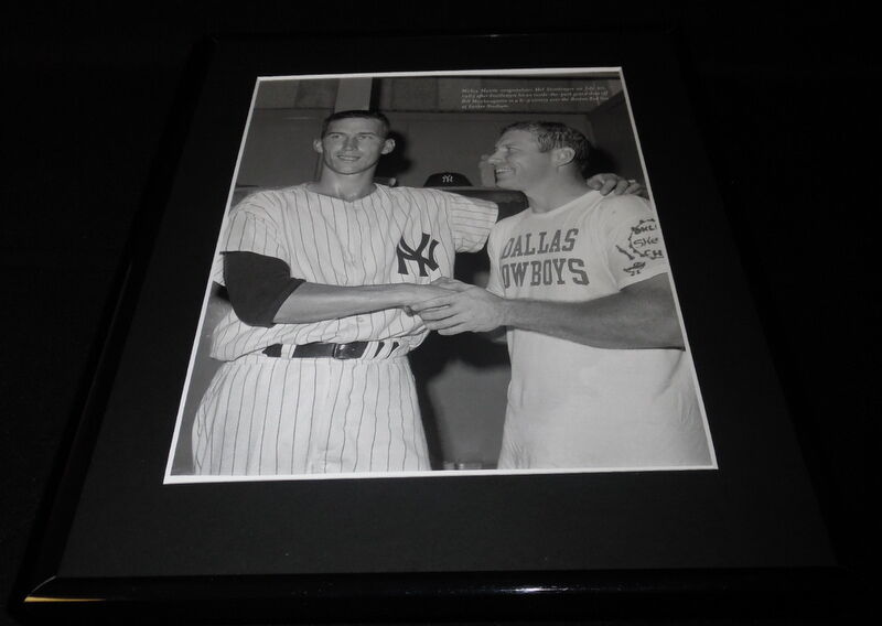 Mickey Mantle Wearing Dallas Cowboys T-Shirt Framed 11x14 Photo Display Yankees