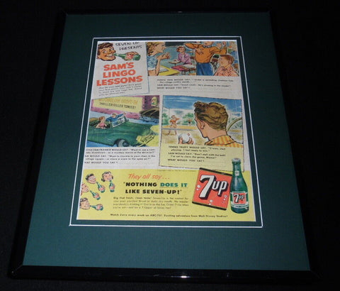 1958 7-Up Sam's Lingo Lessons Framed 11x14 ORIGINAL Vintage Advertisement