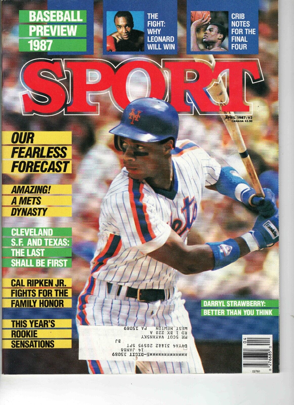 Apr 1987 Sport Magazine Darryl Strawberry Mets