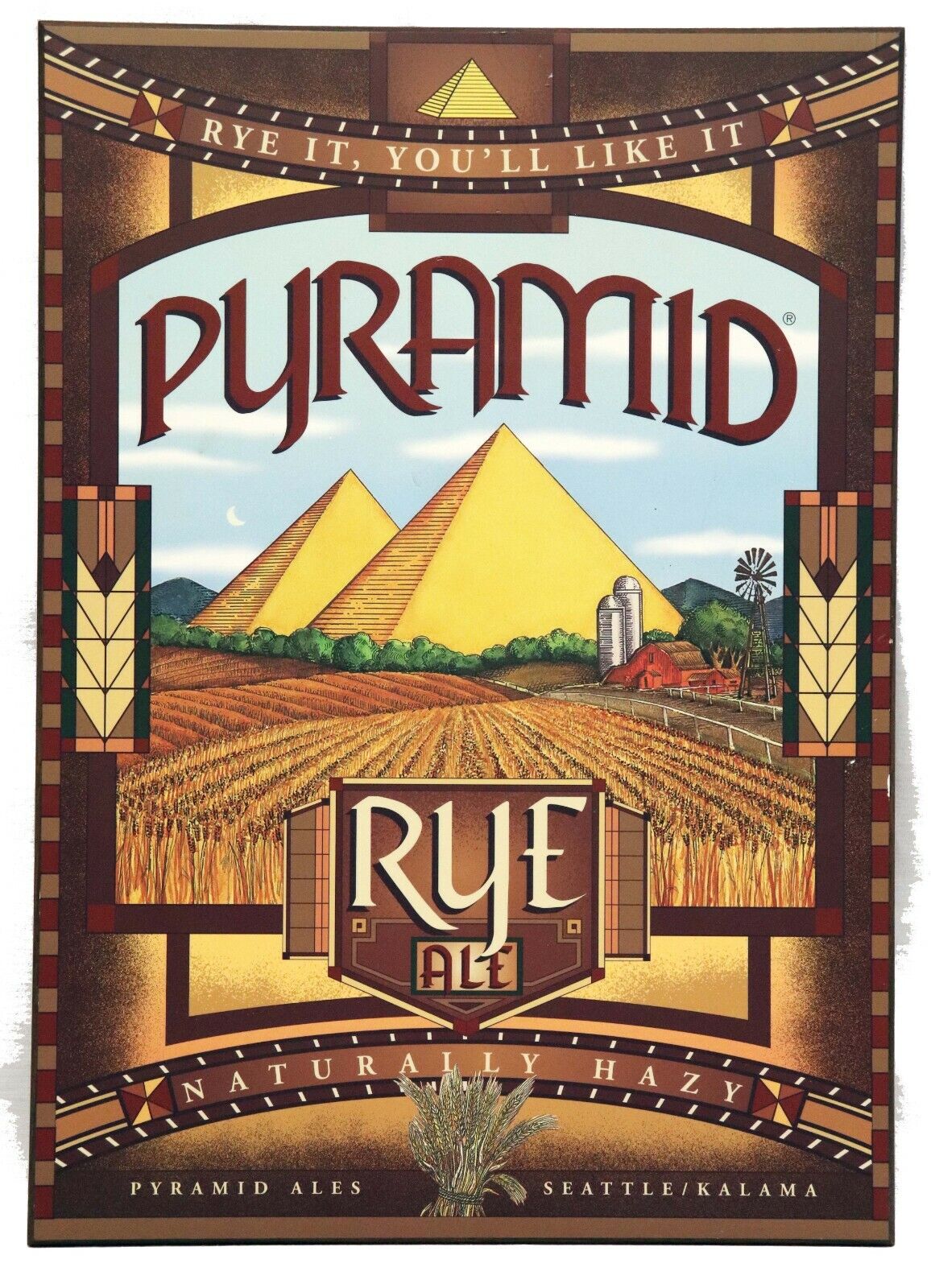 VINTAGE Pyramid Rye Ale Beer 16x22" Bar Sign  