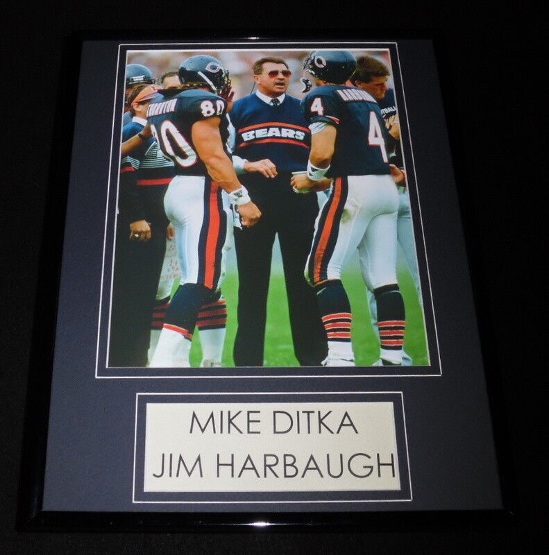 Mike Ditka & Jim Harbaugh Bears Framed 11x14 Photo Display 