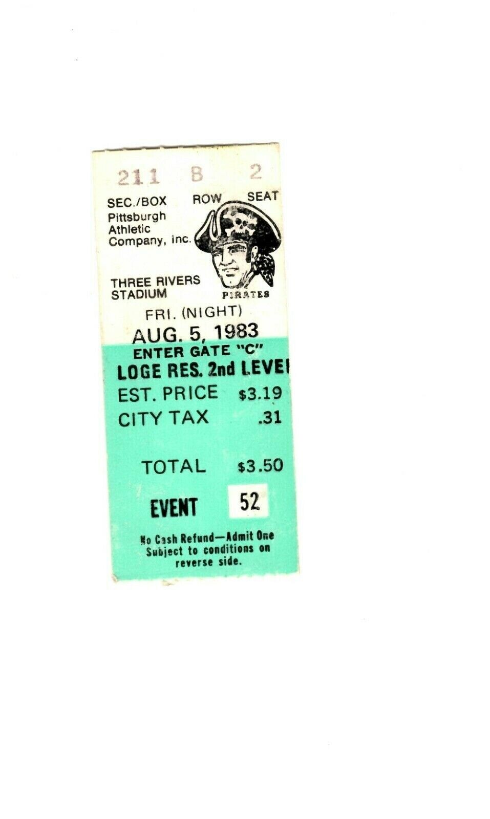 Aug 5 1983 Montreal Expos @ Pittsburgh Pirates Ticket Gary Carter HR #183