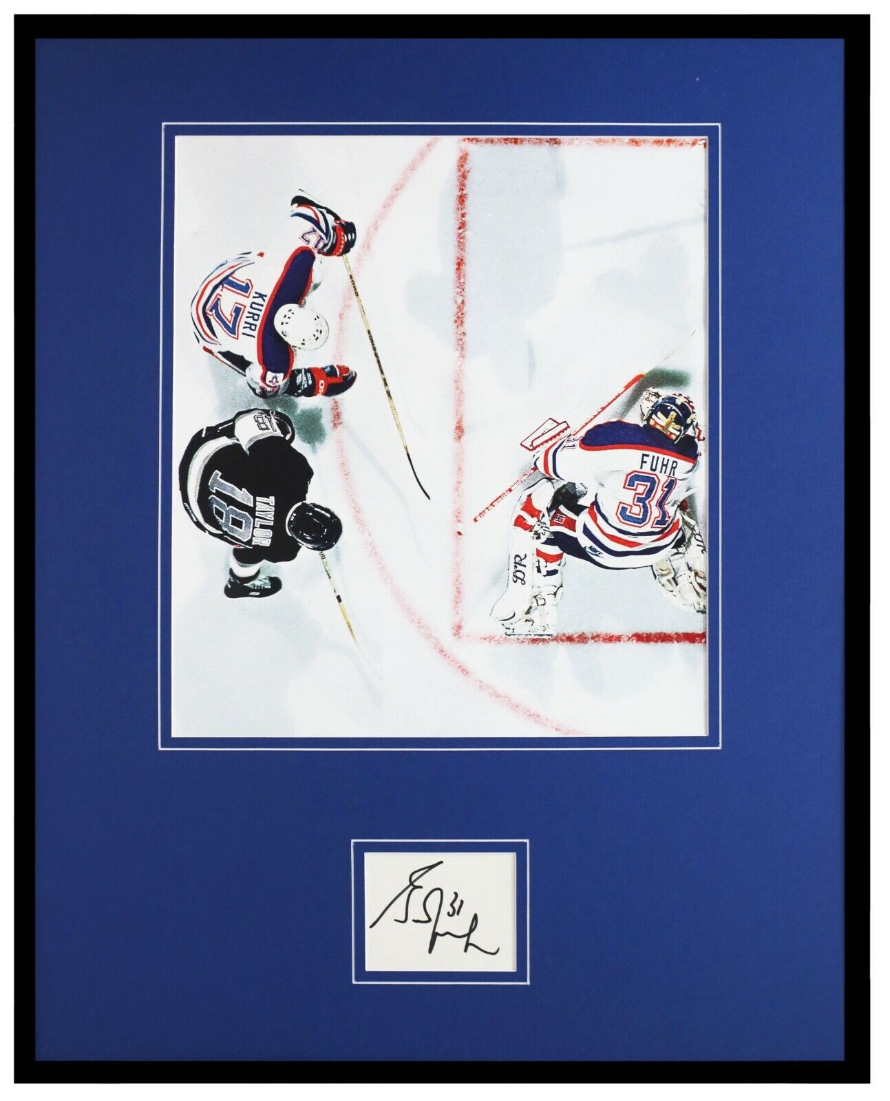 Grant Fuhr Signed Framed 16x20 Photo Display Edmonton Oilers