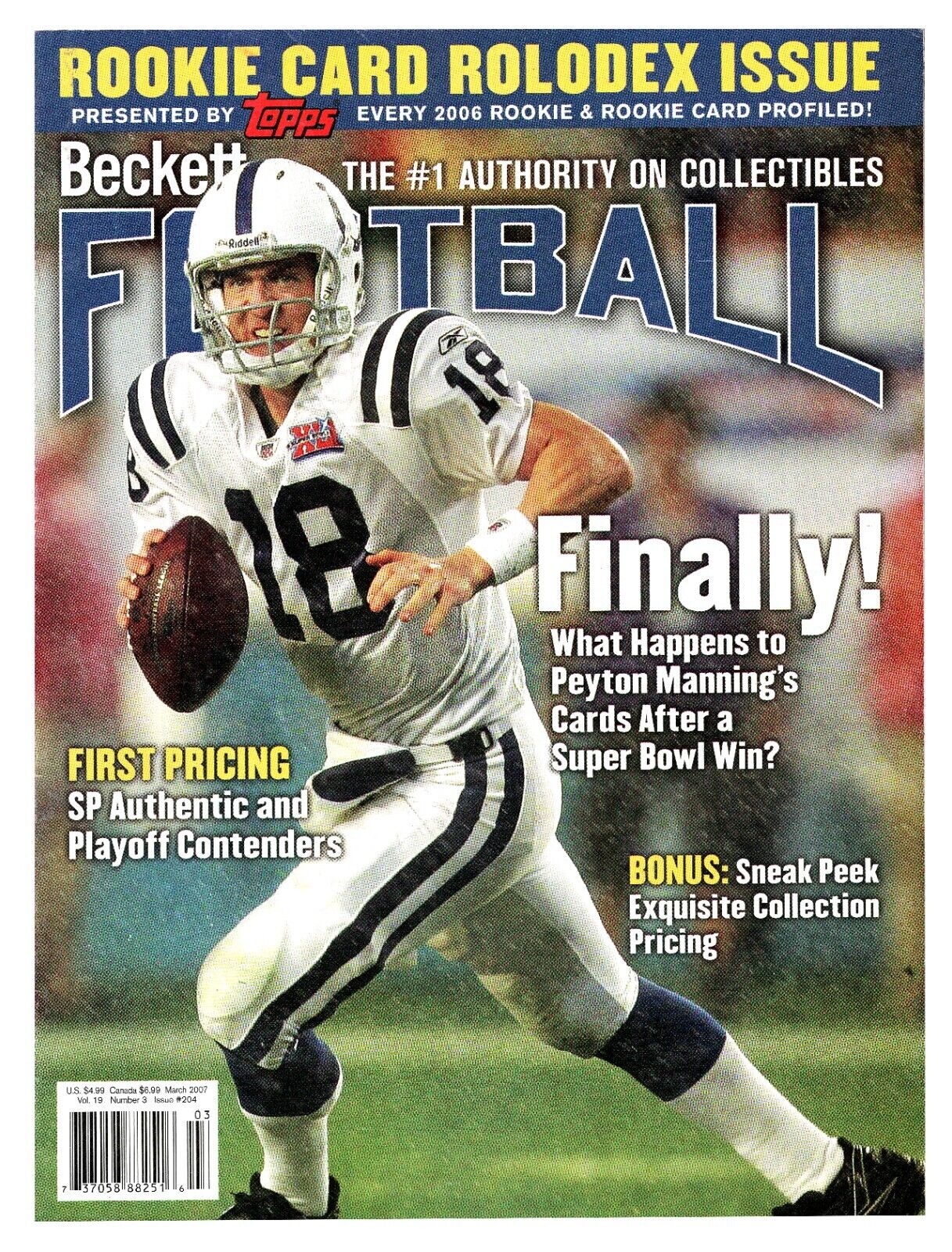 Mar 2007 Beckett Football Magazine #204 Peyton Manning Colts