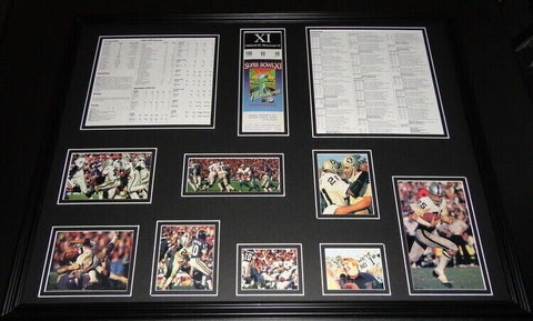 Super Bowl XI Framed 18x24 Repro Ticket Boxscore & Photo Set Raiders Vikings