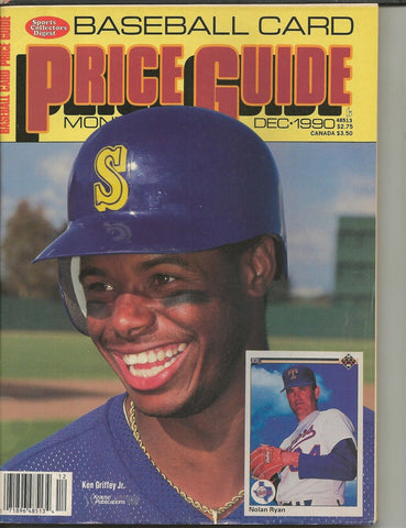 ORIGINAL Vintage Dec 1990 Baseball Card Price Guide Magazine w/ Cards K Griffey