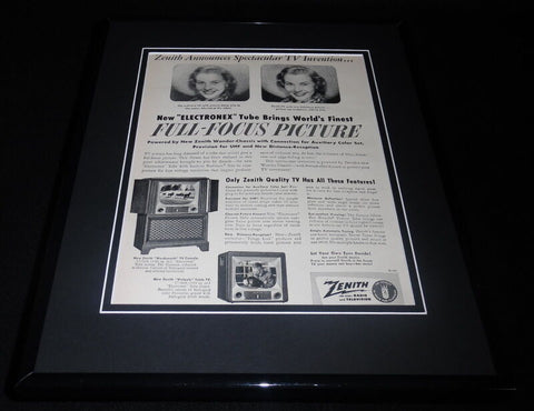 1951 Zenith Electronex TV 11x14 Framed ORIGINAL Vintage Advertisement