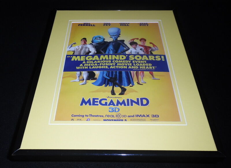 Megamind 3D 2010 11x14 Framed ORIGINAL Advertisement Will Ferrell Brad Pitt