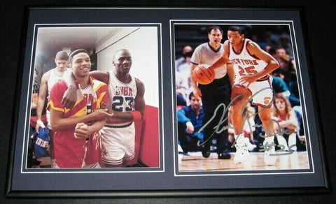 Doc Rivers Signed Framed 12x18 Photo Display All Star Game w/ Michael Jordan