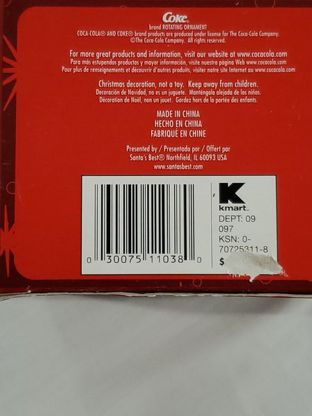 NEW SEALED KMart Coca Cola Polar Bear Rotating Christmas Ornament