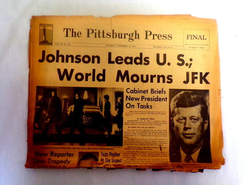 ORIGINAL November 23 1963 Pittsburgh Press JFK Assassination LBJ Newspaper