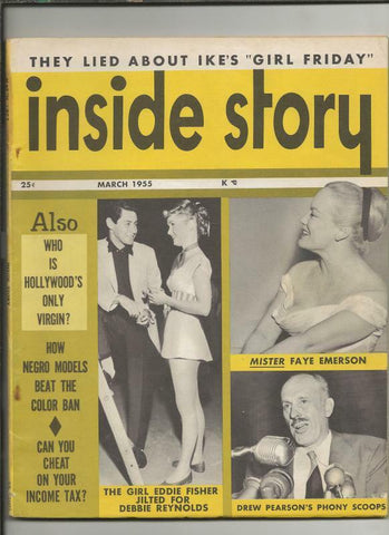 ORIGINAL Vintage March 1955 Inside Story Magazine Eddie Fisher Faye Emerson