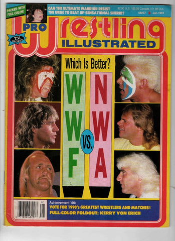 VINTAGE Jan 1991 Pro Wrestling Illustrated Magazine WWF vs NWA Hulk Hogan