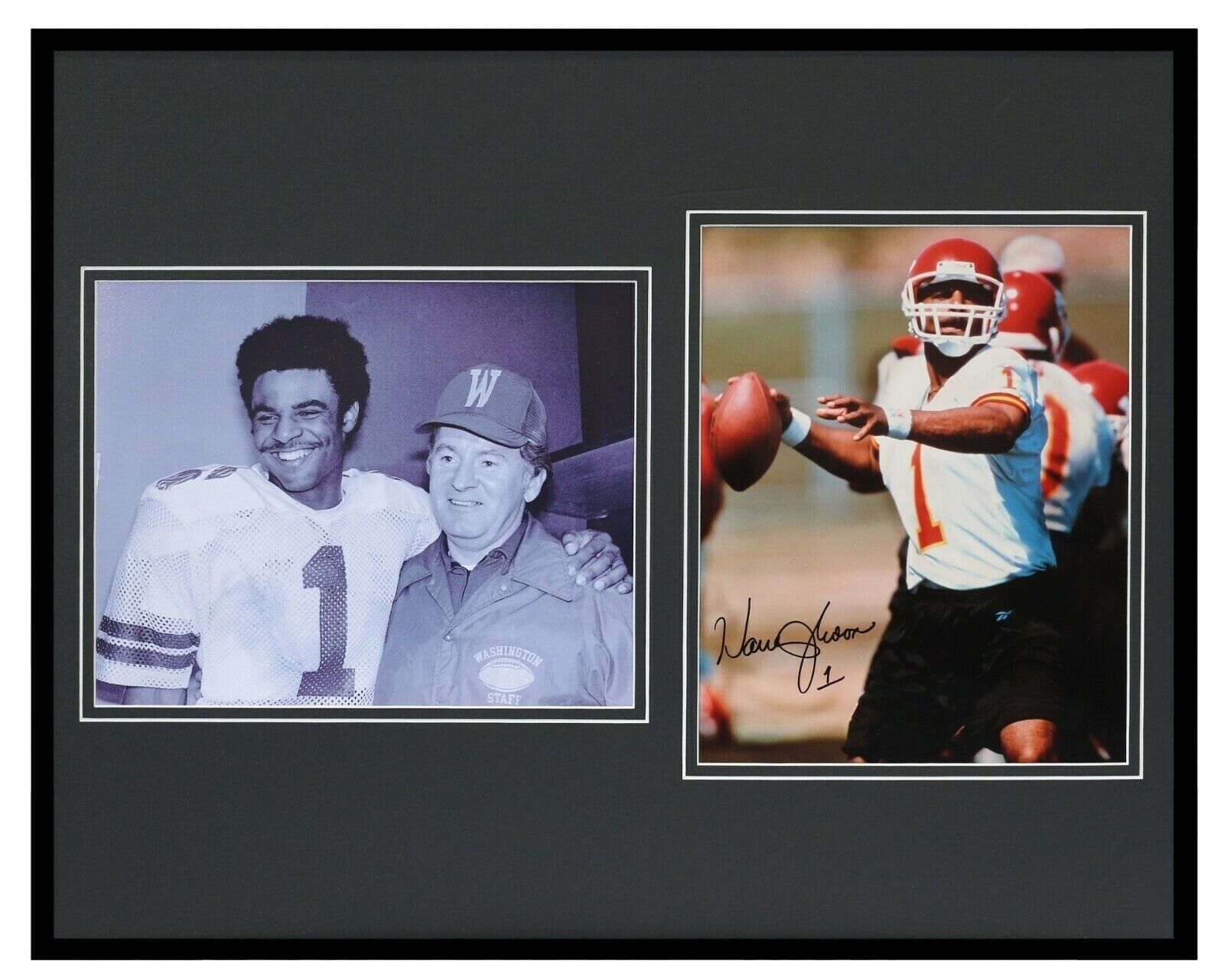 Warren Moon Signed Framed 16x20 Photo Display Chiefs Washington