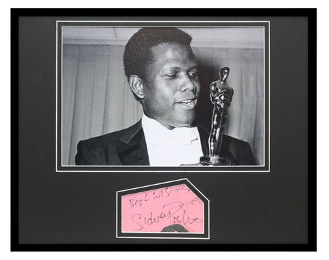 Sidney Poitier Signed Framed 11x14 Photo Display w/ Oscar AW