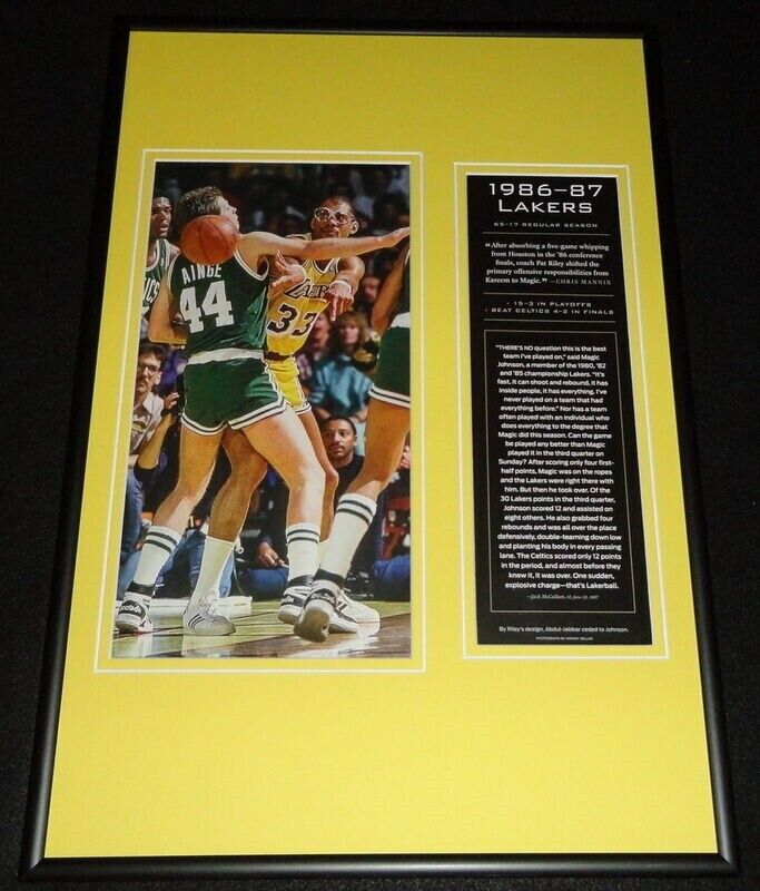 1986-87 LA Lakers Team Framed 12x18 Photo Display Kareem Abdul Jabbar