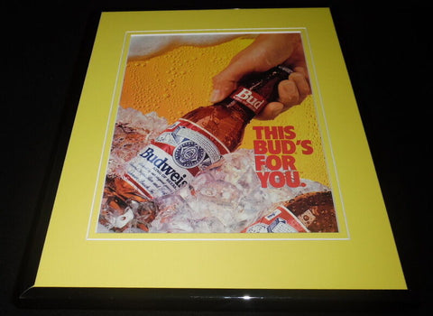 1989 Budweiser Beer This Bud's For You Framed 11x14 ORIGINAL Advertisement