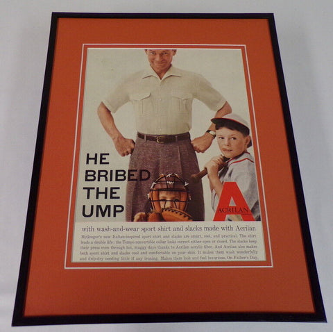 1956 Acrilan Shirt / Slacks Baseball 11x14 Framed ORIGINAL Vintage Advertisement