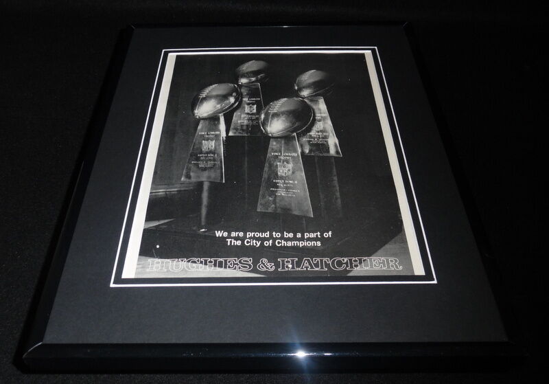 Hughes & Hatcher / Steelers Lombardi Trophies 1980 Framed ORIGINAL Advertisement