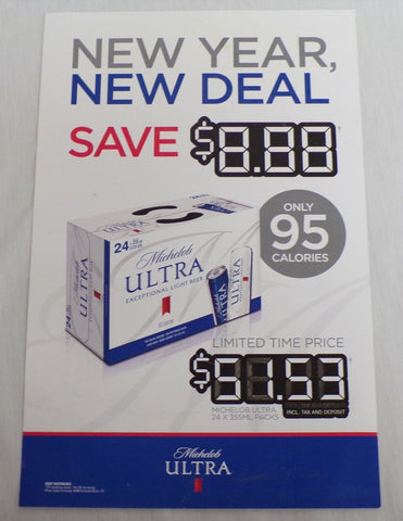 ORIGINAL Vintage Michelob Ultra Beer 11x17 Retailer Advertising Poster