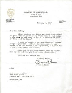 Jeane Dixon Signed February 1967 Typed Letter